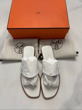 Brand new Hermes miss sandal white blanc Kelly buckle 4